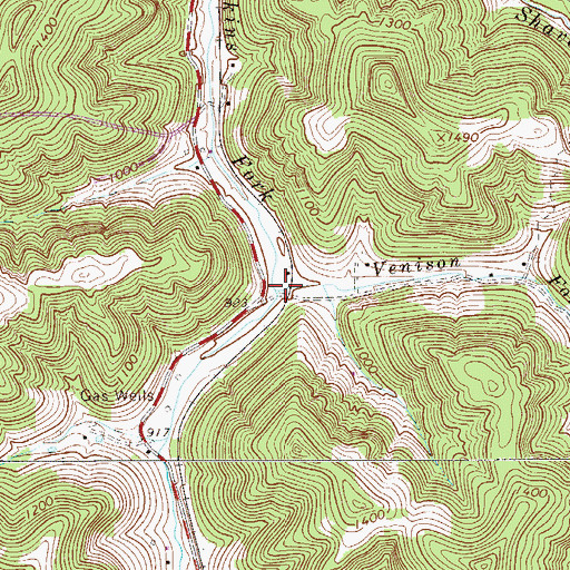 Topographic Map of Venison Fork, WV