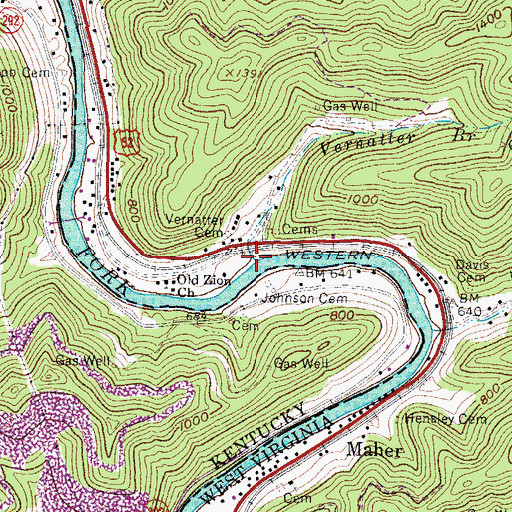 Topographic Map of Vernatter Branch, WV