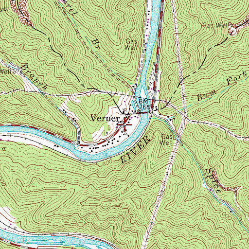 Topographic Map of Verner, WV