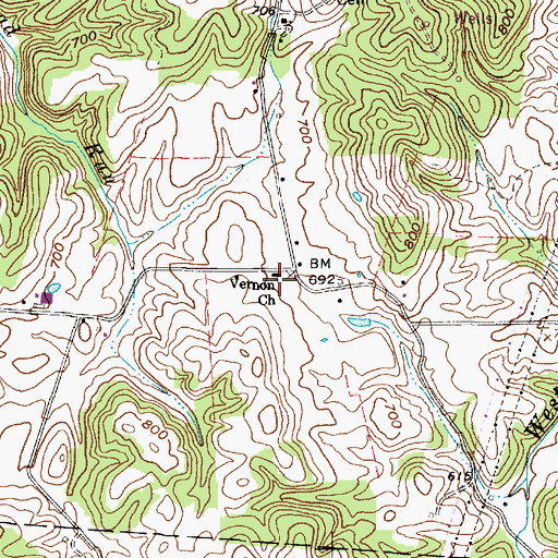 Topographic Map of Vernon Church, WV