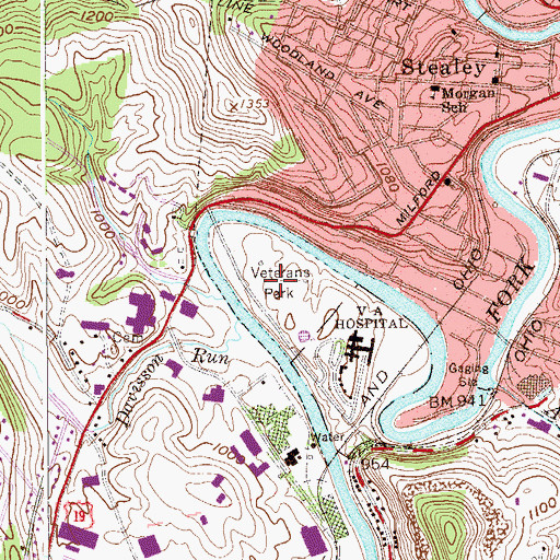 Topographic Map of Veterans Park, WV