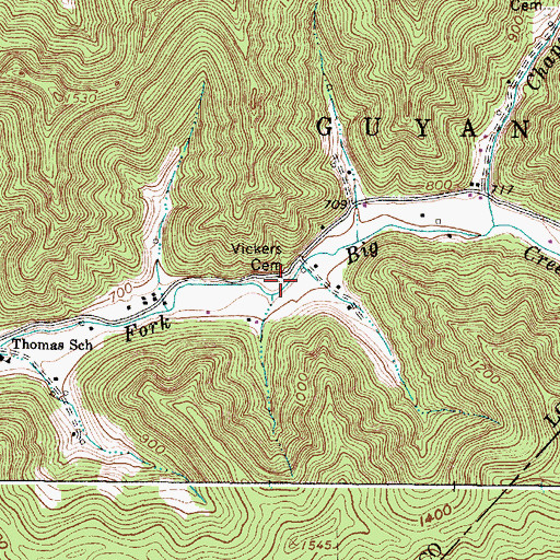 Topographic Map of Vickers Cemetery, WV