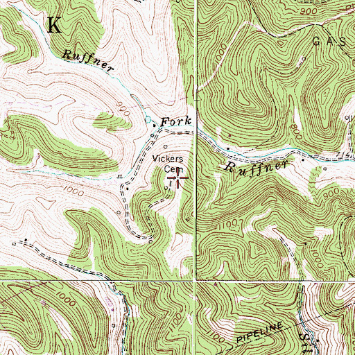 Topographic Map of Vickers Cemetery, WV