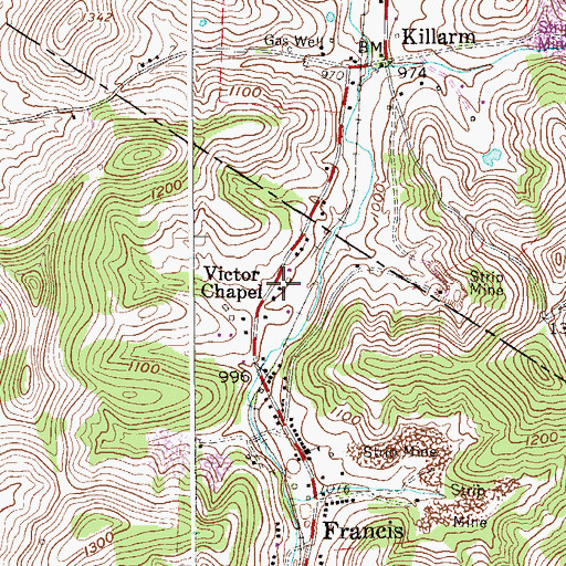 Topographic Map of Victor Chapel, WV