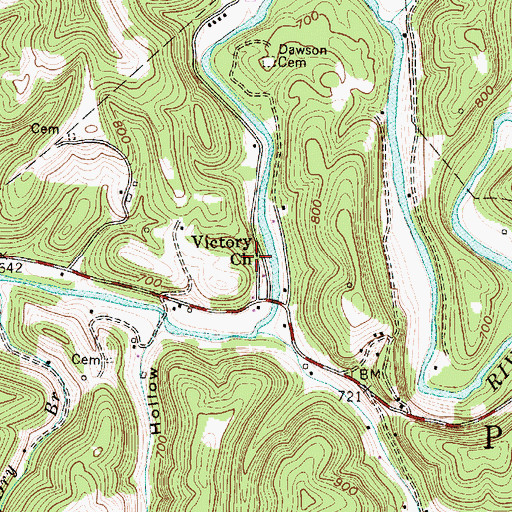 Topographic Map of Victory Church, WV