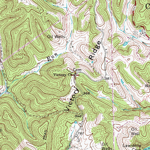 Topographic Map of Victory Church, WV
