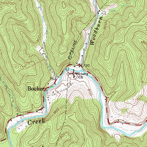 Topographic Map of Victory Church, WV