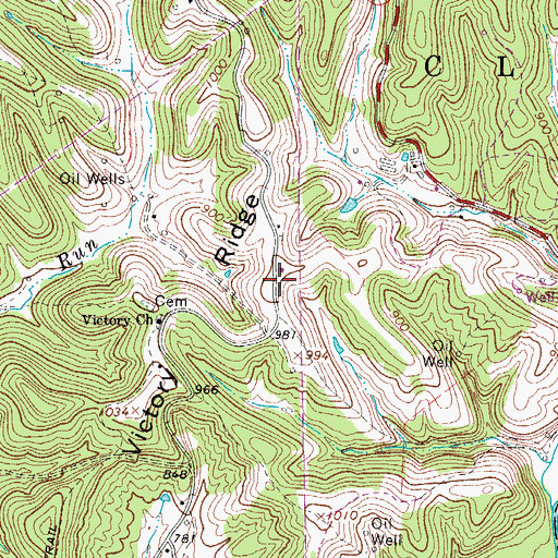 Topographic Map of Victory Ridge, WV