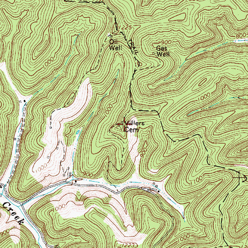 Topographic Map of Villers Cemetery, WV