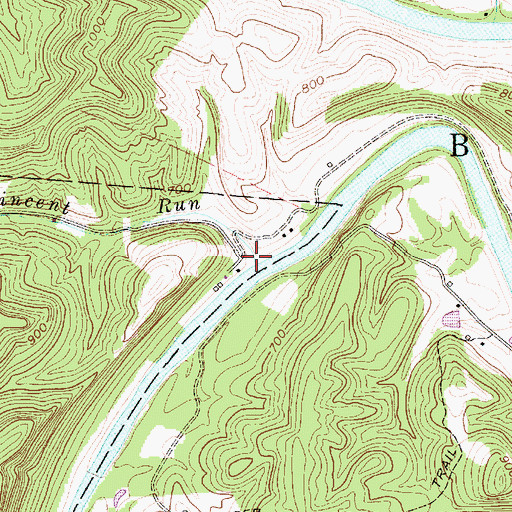 Topographic Map of Vincent Run, WV