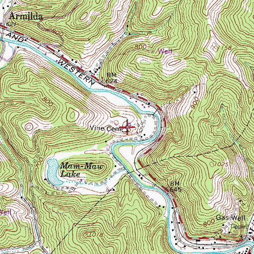 Topographic Map of Vine Cemetery, WV