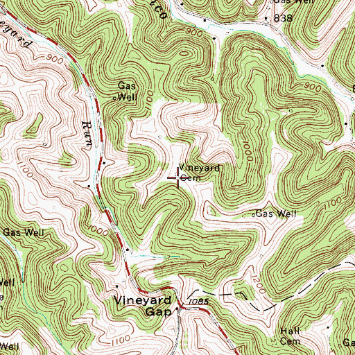 Topographic Map of Vineyard Cemetery, WV