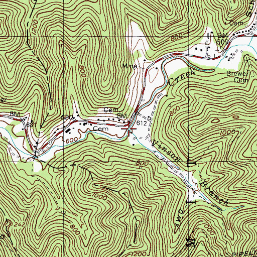 Topographic Map of Vinson Branch, WV