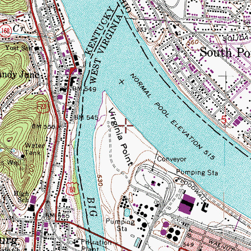 Topographic Map of Virginia Point, WV