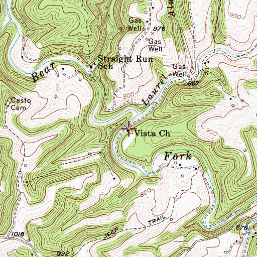 Topographic Map of Vista Church, WV