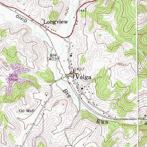 Topographic Map of Volga, WV