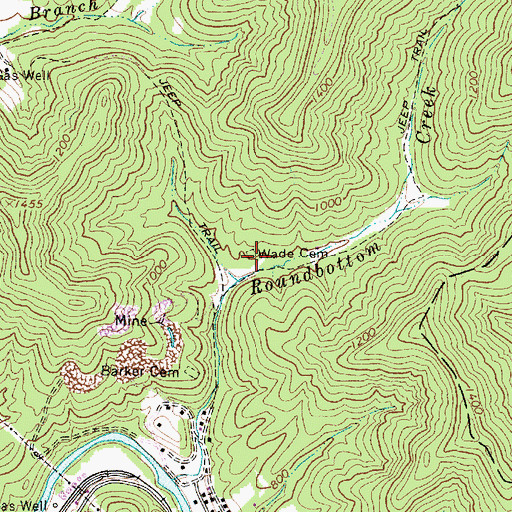 Topographic Map of Wade Cemetery, WV