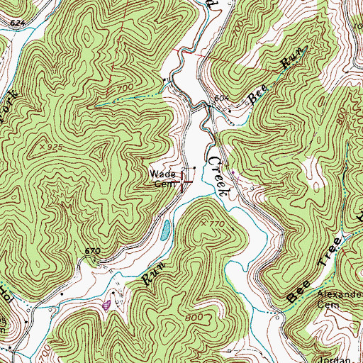 Topographic Map of Wade Cemetery, WV