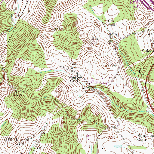Topographic Map of Wade Cemetery, WV