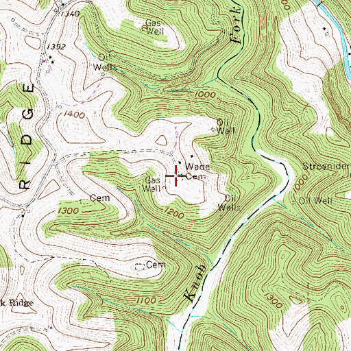 Topographic Map of Wade Cemetery, WV