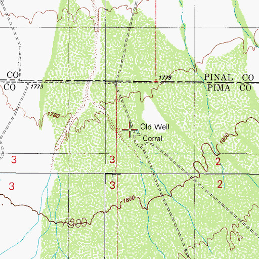 Topographic Map of Old Well Corral, AZ