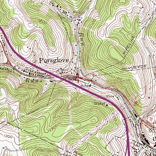 Topographic Map of Wades Run, WV