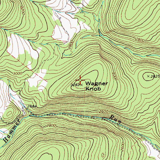 Topographic Map of Wagner Knob, WV