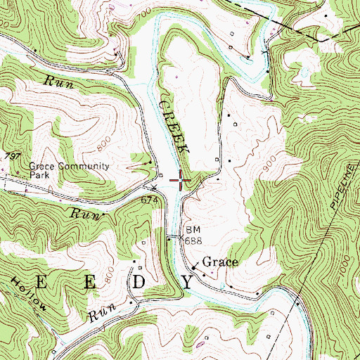 Topographic Map of Wagon Run, WV