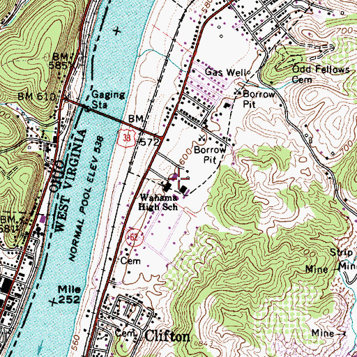 Topographic Map of Wahama Junior / Senior High School, WV