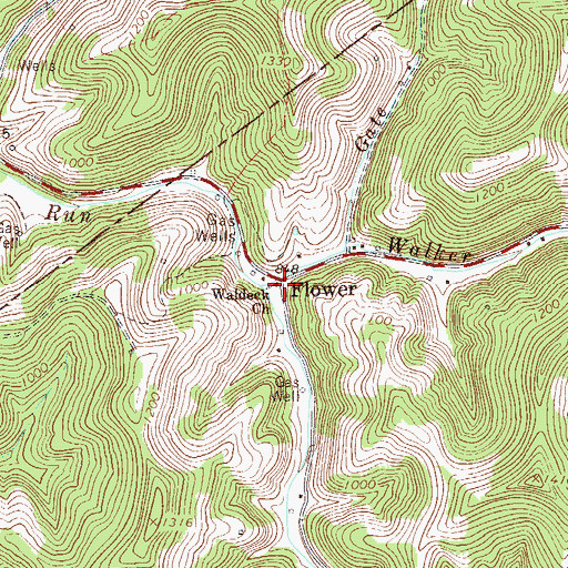 Topographic Map of Waldeck Church, WV