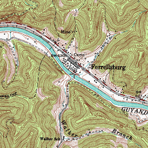 Topographic Map of Walker Branch, WV