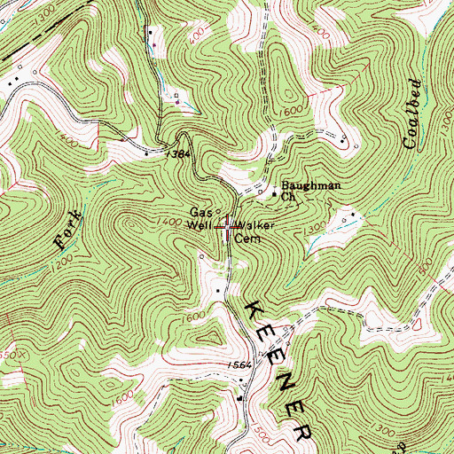Topographic Map of Walker Cemetery, WV