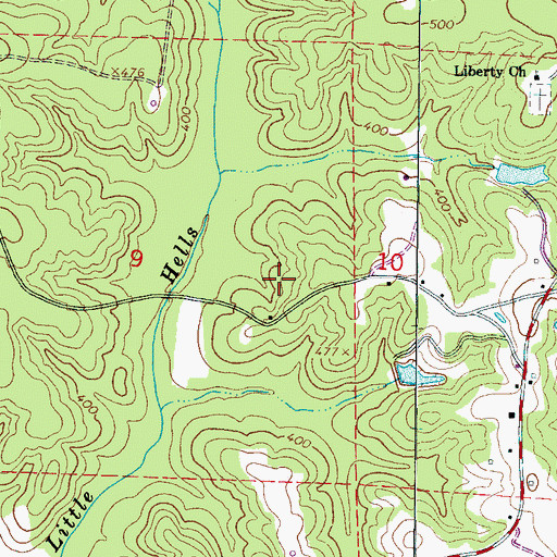 Topographic Map of Little Hells Creek Gas Field, AL