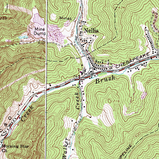 Topographic Map of Walker Creek, WV