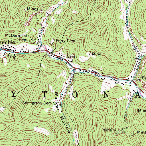 Topographic Map of Walker Hollow, WV