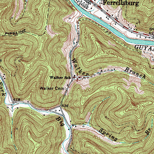 Topographic Map of Walker School (historical), WV