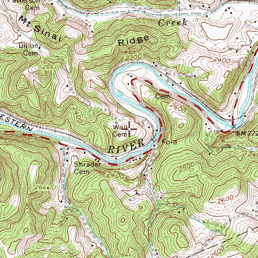 Topographic Map of Wall Cemetery, WV