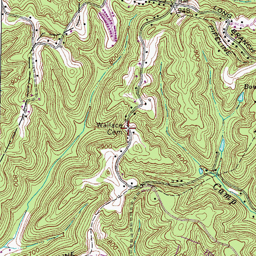 Topographic Map of Wallace Cemetery, WV