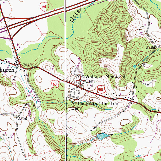 Topographic Map of Wallace Memorial Cemetery, WV