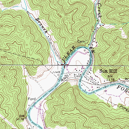 Topographic Map of Walls Branch, WV