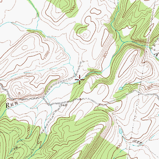 Topographic Map of Walnut Bottom Run, WV