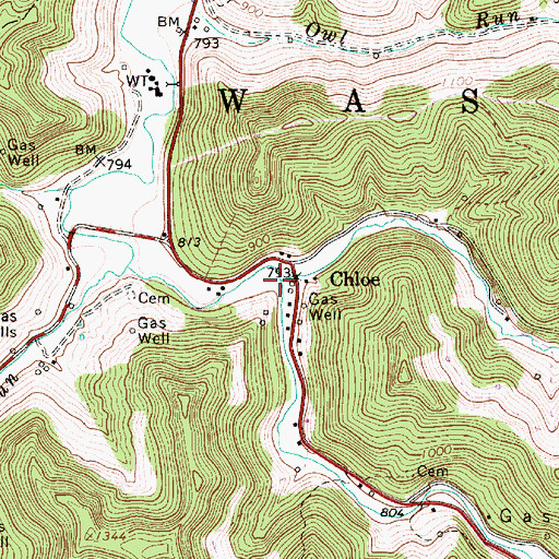 Topographic Map of Walnut Fork, WV