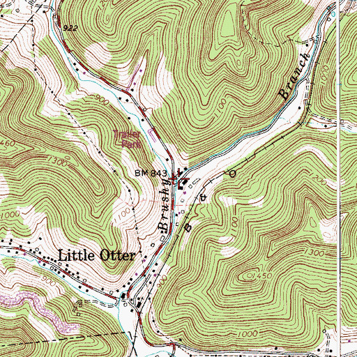 Topographic Map of Walnut Fork, WV
