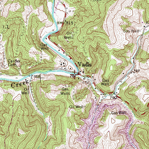 Topographic Map of Walnut Fork, WV