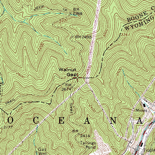 Topographic Map of Walnut Gap, WV