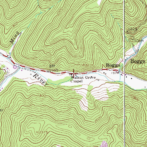 Topographic Map of Walnut Grove Chapel, WV