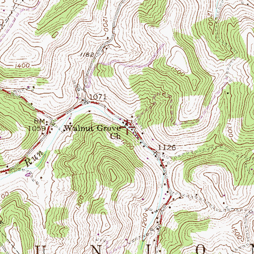 Topographic Map of Walnut Grove United Methodist Church, WV