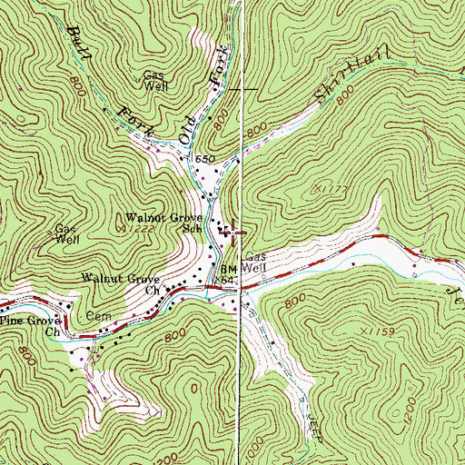 Topographic Map of Walnut Grove School (historical), WV