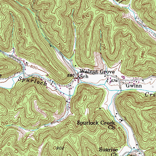 Topographic Map of Walnut Grove School (historical), WV