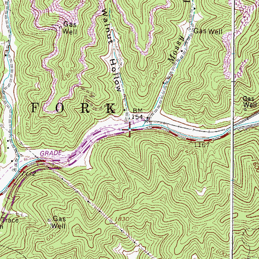 Topographic Map of Walnut Hollow, WV